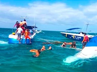 载21名中国游客游船长滩岛倾覆，1死3伤