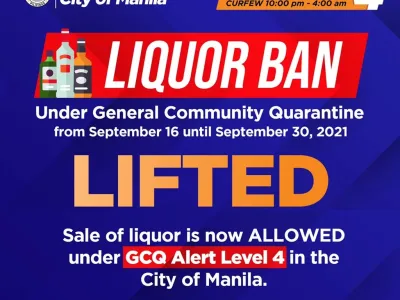 菲律宾马尼拉市宣布取消禁酒令