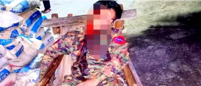今天早上，缅甸曼德勒军方一名执勤士兵用MA-13枪开枪自杀身亡