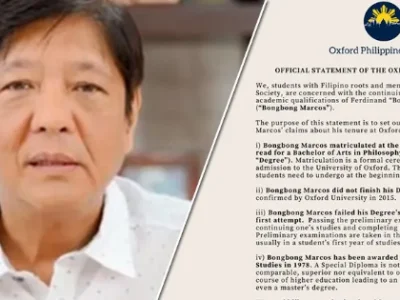 牛津：菲律宾总统候选人小马科斯没有获得完整的研究生文凭