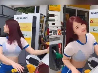马来西亚一加油站出现透视装美女为客人加油，网友：忍不住，要去加油！