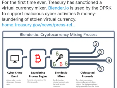 美财政部宣布对Blender.io加密货币洗钱平台施加制裁